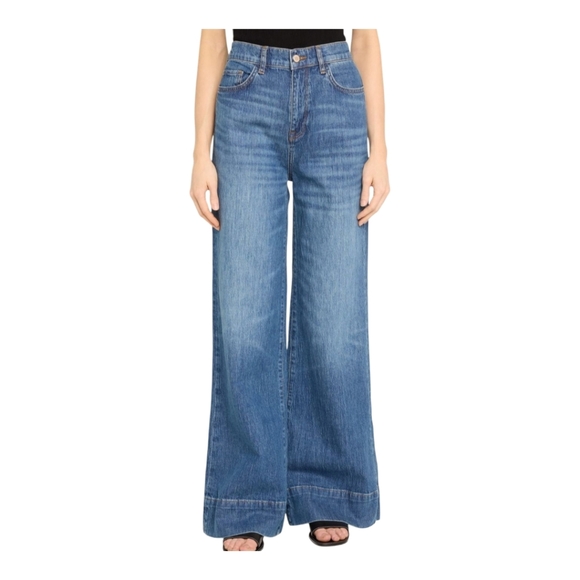Triarchy Women's Jeans Mr. Onassis High Ris Wide Leg Size 30 Blue MSRP $298 - Picture 10 of 13